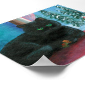 Winter Weihnachten Schwarze Katze Maus Kunst Kreat Poster (Ecke)