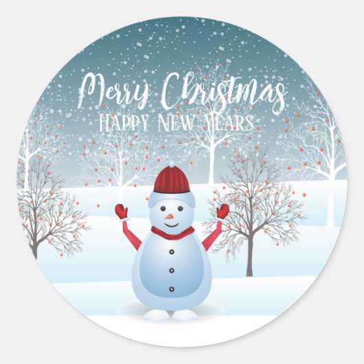 Winter Weihnachten Snowman Classic Round Stickers (Vorderseite)