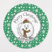 Winter Weihnachten Spitz (weiß) Hunde Scarf Schnee Etiketten (Design 1)