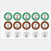 Winter Weihnachten Spitz (weiß) Hunde Scarf Schnee Etiketten (Blatt)