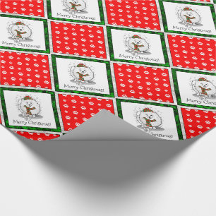 Winter Weihnachten Spitz (weiß) Hunde Scarf Schnee Geschenkpapier