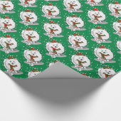 Winter Weihnachten Spitz (weiß) Hunde Scarf Schnee Geschenkpapier (Ecke)