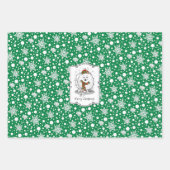 Winter Weihnachten Spitz (weiß) Hunde Scarf Schnee Geschenkpapier Set (Vorderseite)