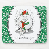 Winter Weihnachten Spitz (weiß) Hunde Scarf Schnee Mousepad (Vorne)