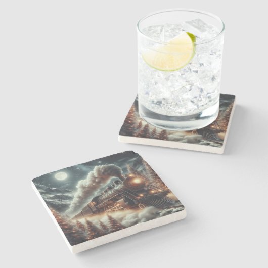 Winter/Weihnachten Steinuntersetzer (Seitenansicht)