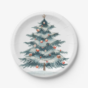 Winter, Weihnachten und Weihnachten Pappteller
