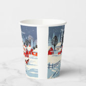 Winter Weihnachten Vintage Landschaft Szene Pappbecher (Links)