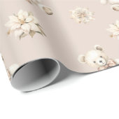 Winter Weihnachten Wasserfarbe Teddy Bear Baby Dus Geschenkpapier (Rolleneckpunkt)