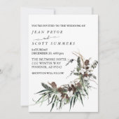 Winter Weihnachten Wasserfarbenhochzeit Foliage Einladung (Vorderseite)