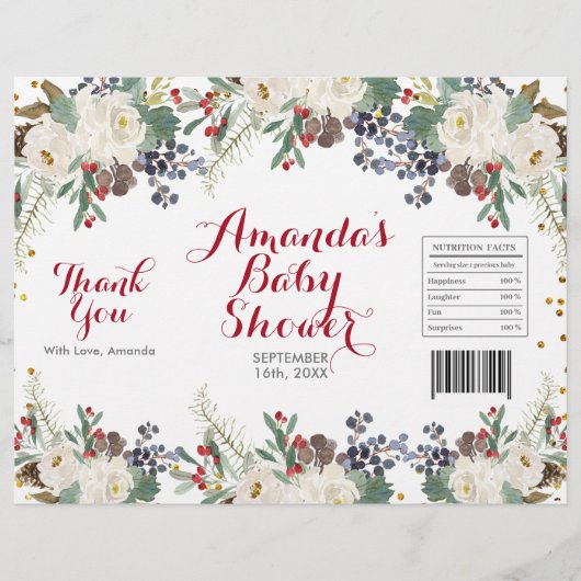 Winter-Weihnachten-Weiß-Blumen-Chip-Tüten-Verpacku Flyer (Vorne)