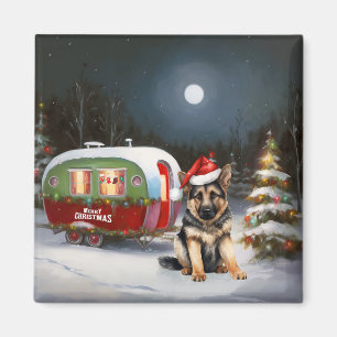 Winter-Weihnachts-Abenteuer mit deutscher Schäferh Magnet