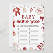 Winter Weihnachts Baby Name Race Baby Showspiel Einladung (Vorderseite)