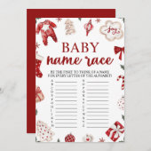 Winter Weihnachts Baby Name Race Baby Showspiel Einladung (Vorne/Hinten)