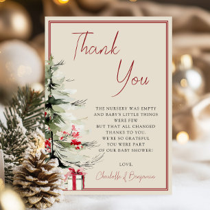 Winter-Weihnachts-Baby-Shower-Dankeschön an Gäste Dankeskarte