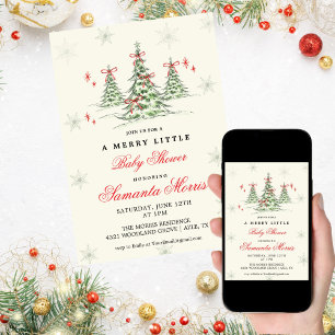 Winter-Weihnachts-Baby-Shower-Einladung   Rote Sch Einladung