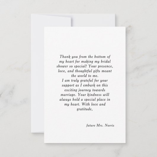 Winter Weihnachts-Brautparty Dankeschön Karte (Rückseite)