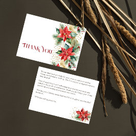 Winter Weihnachts Hochzeit poinsettia Gold Vielen  Dankeskarte