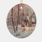 Winter Weihnachts-Kirchenlandschaft Keramikornament (Links)