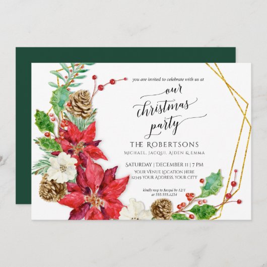 Winter Weihnachts-Party Crescent Kranz Einladung (Vorne/Hinten)