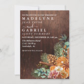 Winter Weihnachts Pine Bouquet Wood Wedding Einladung (Vorderseite)