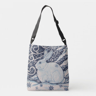 Winter Weihnachts Rabbit Blue White Navy Tasche Pu
