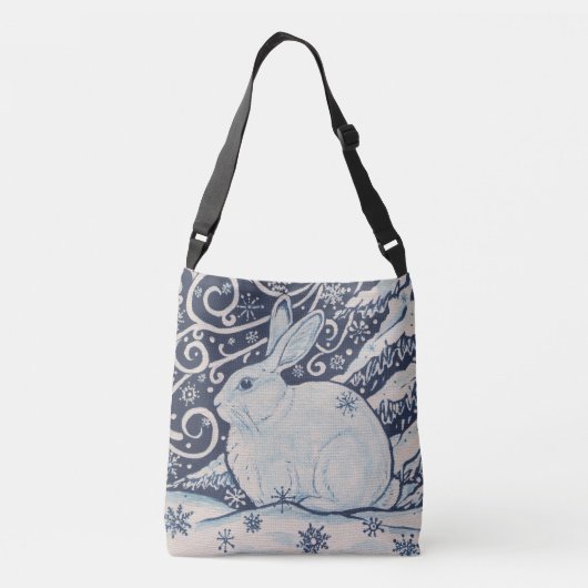 Winter Weihnachts Rabbit Blue White Navy Tasche Pu (Rückseite)