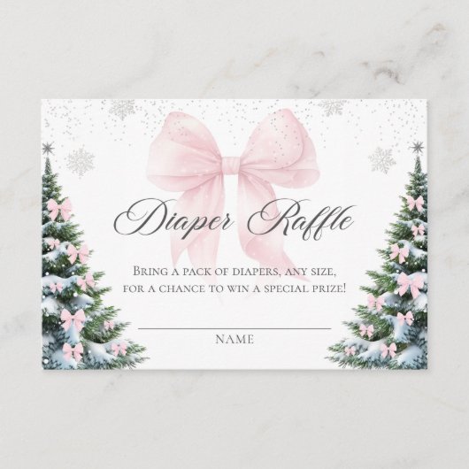 Winter-Weihnachts-Schleife-Baby-Shower-Windel-Raff Begleitkarte (Vorderseite)