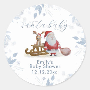 Winter-Weihnachts-Schlitten-Elch-Santa-Baby-Party Runder Aufkleber