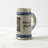 Winter, Weihnachts-Schneemann und Schneefrau zeich Bierglas (VorderseiteRechts)