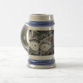 Winter, Weihnachts-Schneemann und Schneefrau zeich Bierglas (Vorderseite Links)