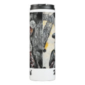 Winter, Weihnachts-Schneemann und Schneefrau zeich Thermosbecher (Rückseite)