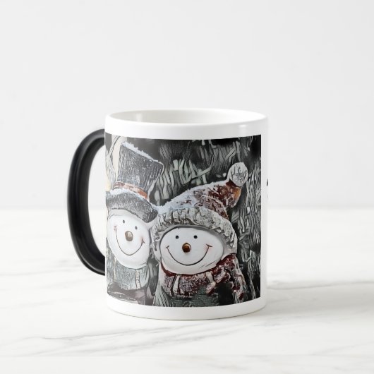 Winter, Weihnachts-Schneemann und Schneemünder Tas Verwandlungstasse (Vorderseite Links)