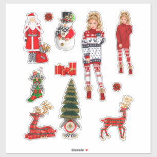 Winter Weihnachts Sweater Niedlich Xmas Pajamas Aufkleber
