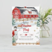 Winter Weihnachtsbauernhof Party Einladung (Stehend Vorderseite)