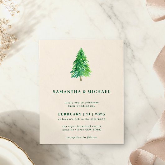 Winter-Weihnachtsbaum | Einfache elegante Hochzeit Flyer