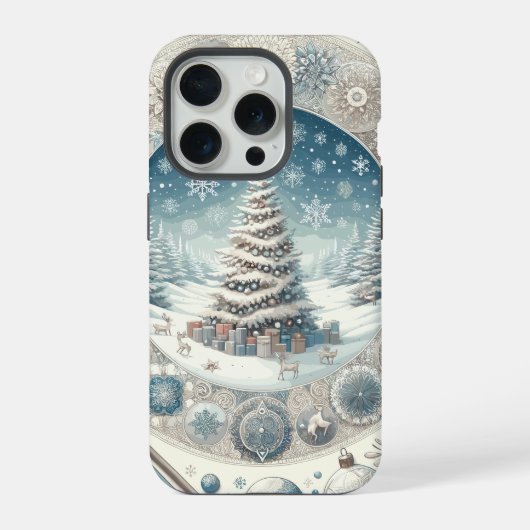 Winter-Weihnachtsbaum iPhone Hülle (Rückseite)
