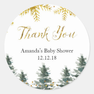 Winter Weihnachtsbaum Kinderdusche Danke Tag Runder Aufkleber