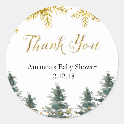 Winter Weihnachtsbaum Kinderdusche Danke Tag Runder Aufkleber (Vorderseite)