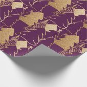 Winter Weihnachtsbaum Lila Gold Glitzer Holz Geschenkpapier (Ecke)