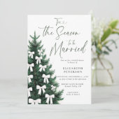 Winter Weihnachtsbaum White Bow Chic Brautparty Einladung (Stehend Vorderseite)