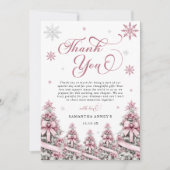 Winter Weihnachtsbäume Schneeflocken Pink Baby Dus Dankeskarte (Vorderseite)