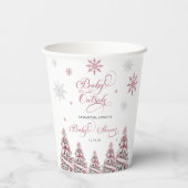 Winter Weihnachtsbäume Schneeflocken Pink Baby Dus Pappbecher (Rückseite)
