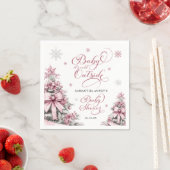 Winter Weihnachtsbäume Schneeflocken Pink Baby Dus Serviette (Beispiel)