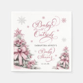 Winter Weihnachtsbäume Schneeflocken Pink Baby Dus Serviette (Vorderseite)