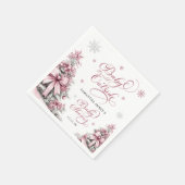 Winter Weihnachtsbäume Schneeflocken Pink Baby Dus Serviette (Ecke)