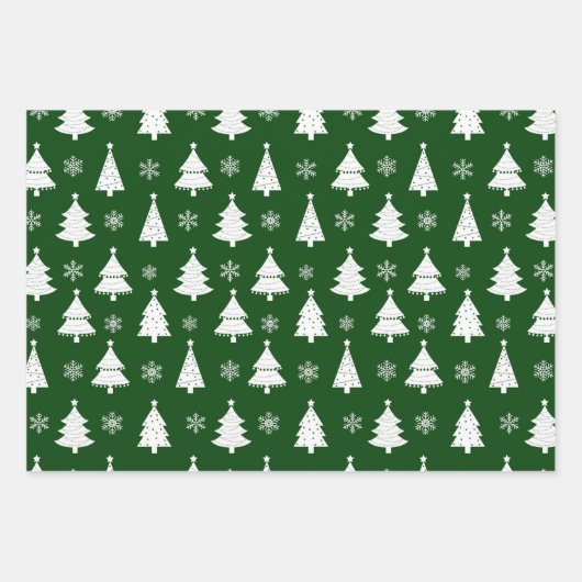 Winter Weihnachtsbaummuster Rot, Grün und Gold Geschenkpapier Set (Vorderseite 3)