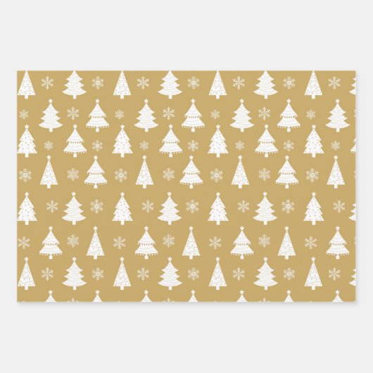 Winter Weihnachtsbaummuster Rot, Grün und Gold Geschenkpapier Set (Vorderseite 2)