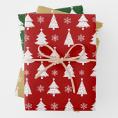 Winter Weihnachtsbaummuster Rot, Grün und Gold Geschenkpapier Set (Beispiel)