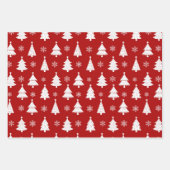 Winter Weihnachtsbaummuster Rot, Grün und Gold Geschenkpapier Set (Vorderseite)