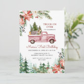 Winter Weihnachtsbelag auf zum Geburtstag Einladung (Stehend Vorderseite)